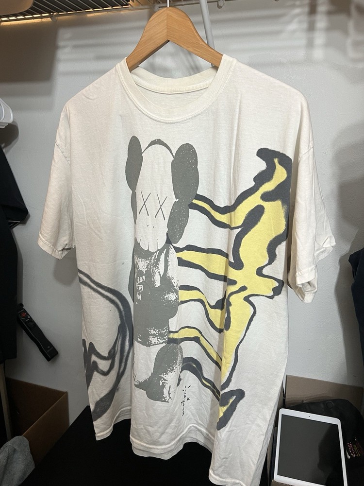 Travis Scott Cactus Jack x KAWS Fragment T-Shirt White (SIZE: LARGE)