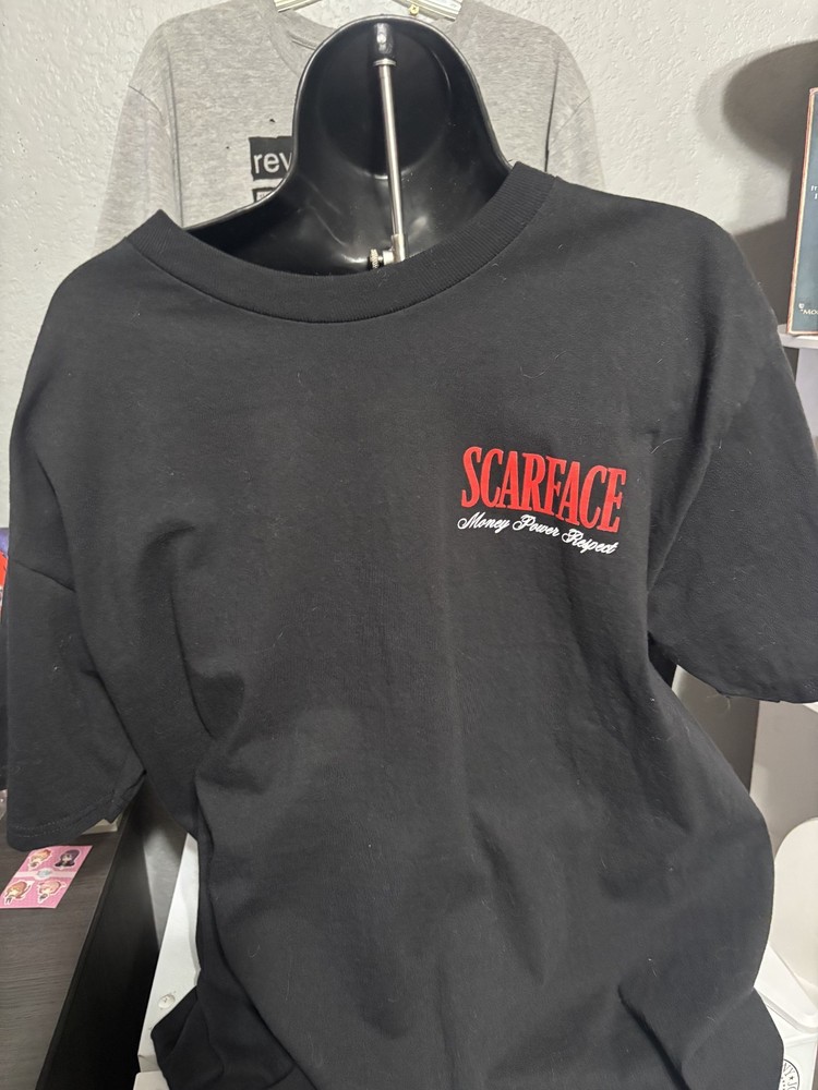 Scarface Movie Front and Back Graphic Shirt (Black- Size Large)