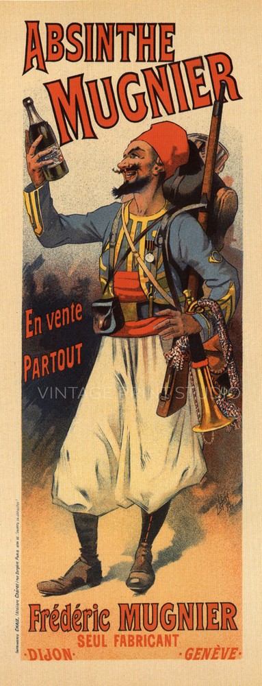 Absinthe Mugnier 1895 Vintage Liquor French Advertising Matte Poster Print 28x72-image