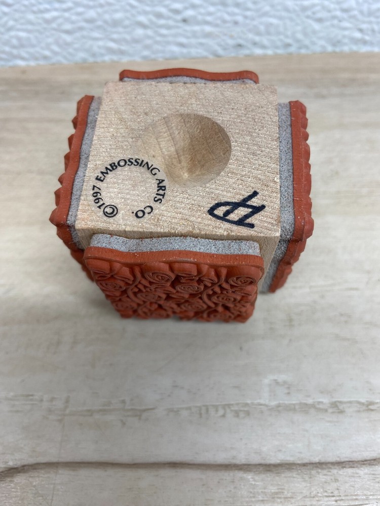 1997 Embossing Arts 4 In One Cube Of Flowers Wood Mounted Rubber Stamp