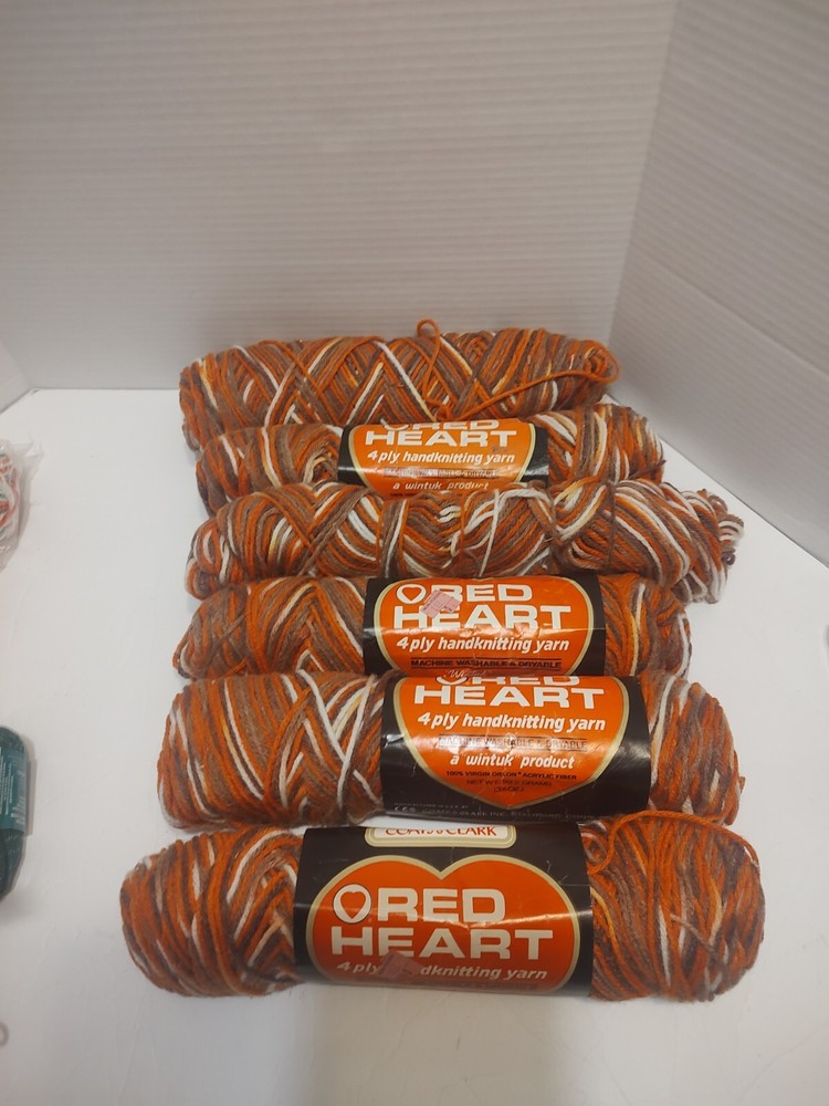 Coats & Clark Red Heart Yarn 6 Skeins 942 Copper Kettle Wintuk Orlon/Acrylic