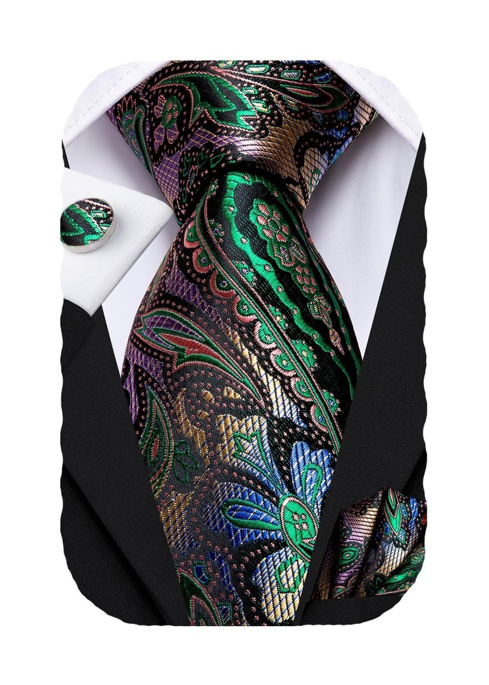 Peacock Blue Extra Long Mens Ties Set 63'' Silk Paisley Ties for Men Necktie