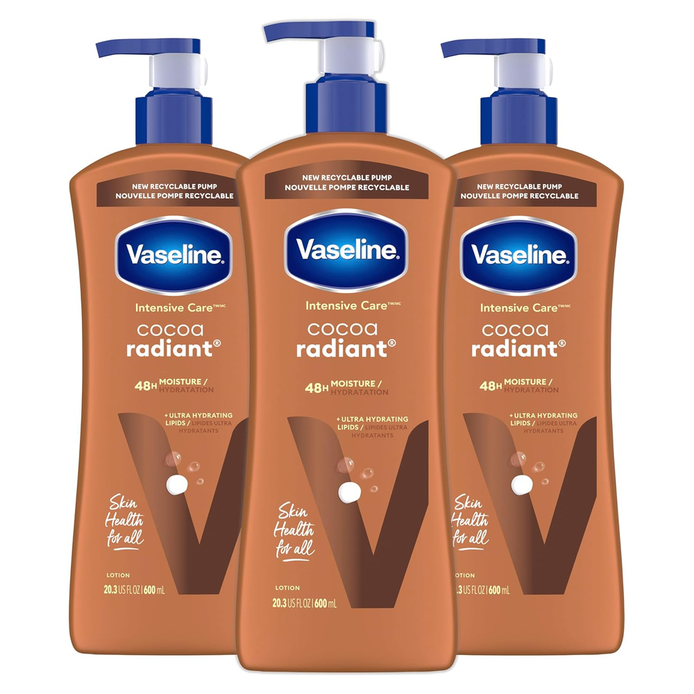 Cocoa Radiant Intensive Care Body Lotion 3-Pack for Dry Skin with Shea Butter