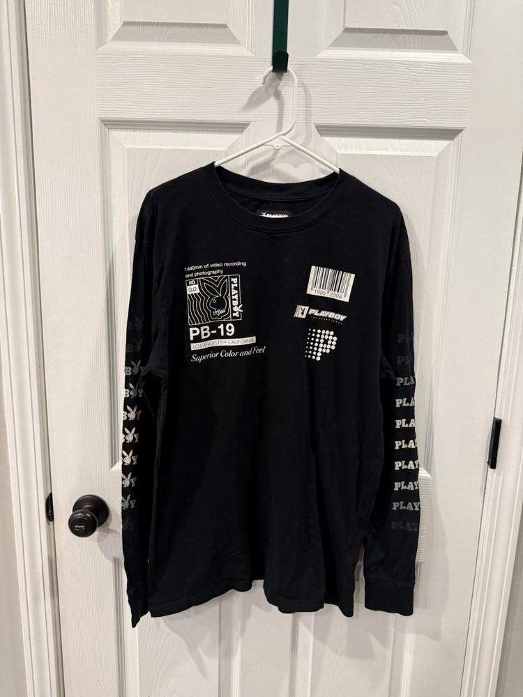 Playboy x Pacsun Tee Large Long Sleeve Black Crewneck Men