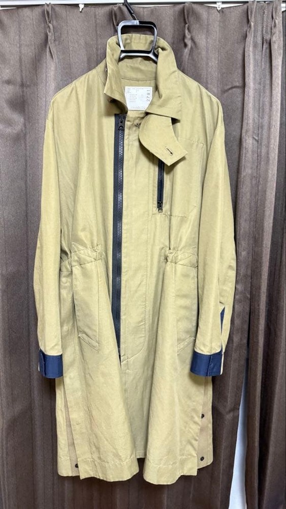 Sacai Men's Khaki/Navy Long Coat M Steady Classic Trench Outerwear