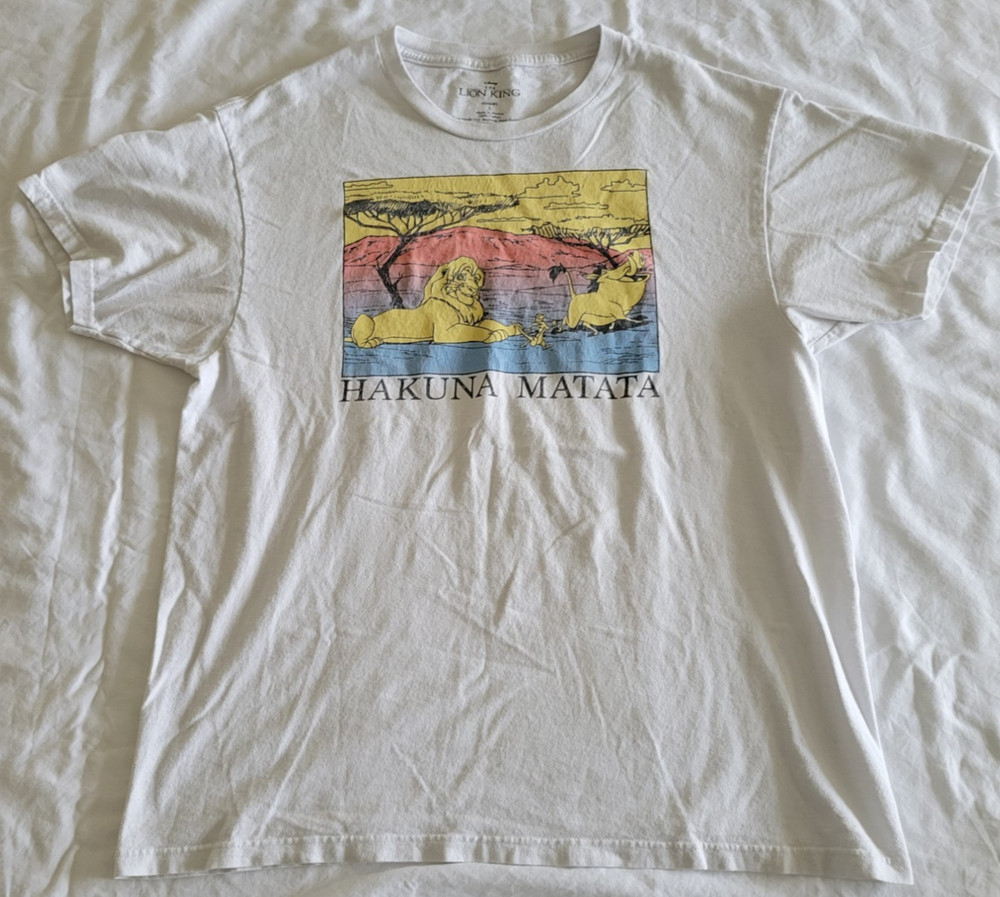 Disney The Lion King Hakuna Matata Mens White T-shirt Size L