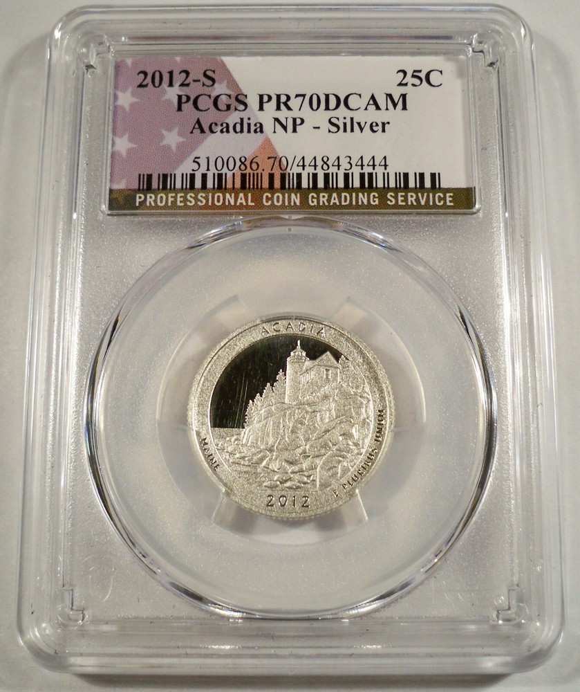 2012-S 25c SILVER PCGS PR70DCAM ACADIA NATIONAL PARK QUARTER PROOF DEEP CAMEO-image
