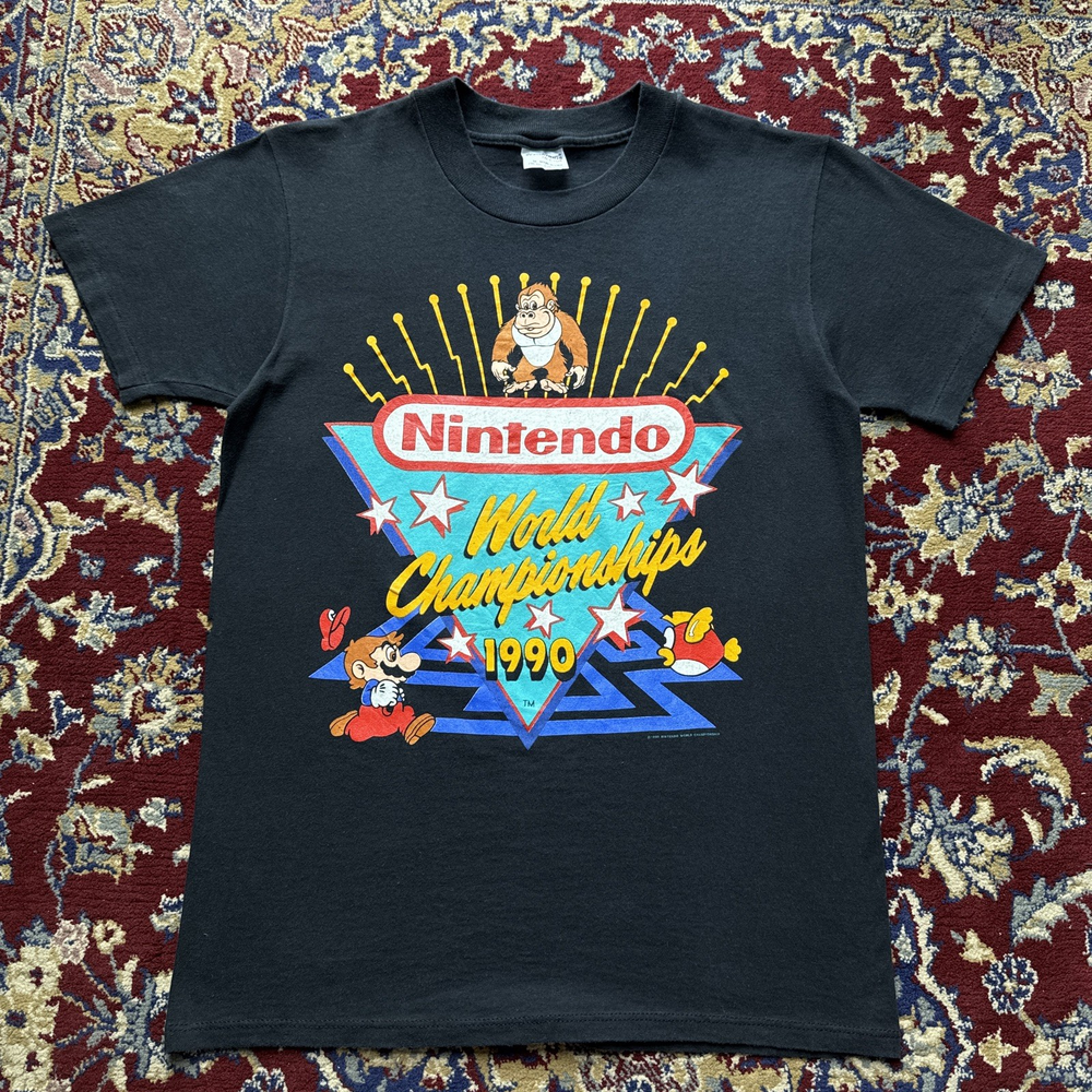 Vintage 1990 Nintendo World Championships Video Game Tee Mario Donkey Kong