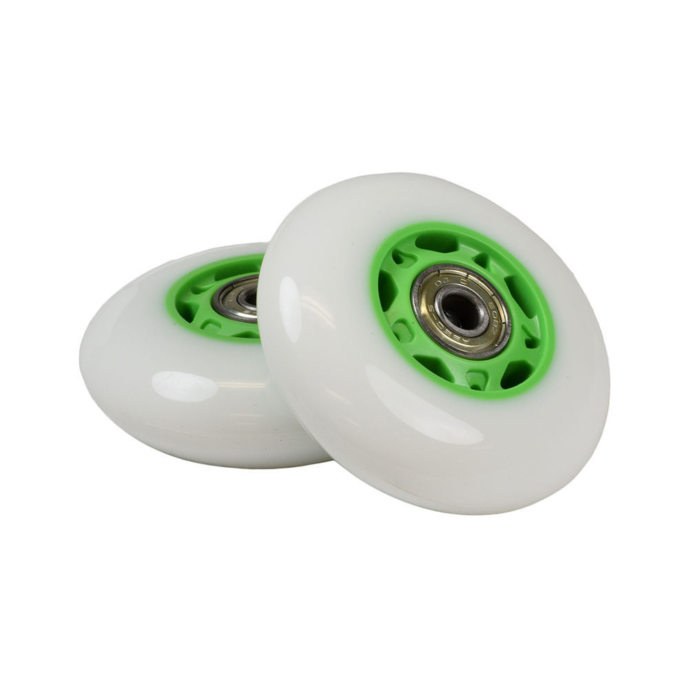 White Wheel Green Hub 76 mm Wheels for the Razor RipRider (Set of 2)