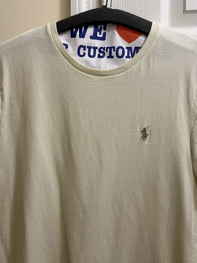 Polo Ralph Lauren Custom Slim Fit Beige Logo Solid Knit Crew Neck T-Shirt M