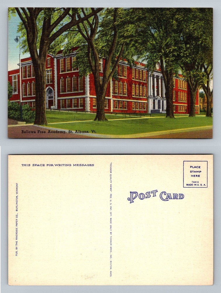 St. Albans, VT-Vermont, Bellows Free Academy Old Building Vintage Postcard