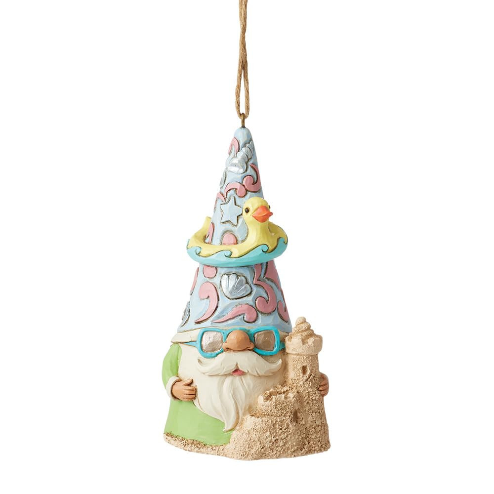 Gnomo costero Jim Shore Heartwood Creek cuatro estaciones con castillo de arena colgante...