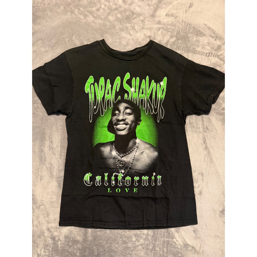2Pac T-Shirt Mens Medium Black California Love Graphic Tee Tupac Shakur Hip Hop