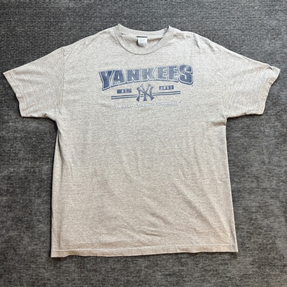 Vintage CSA New York Yankees MLB AL East Graphic T-Shirt Mens XL Gray 2007