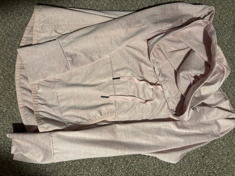Light Pink Women's Pullover Hoodie 100% Cotton M Hooded Drawstring Pockets