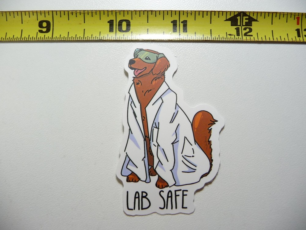 Funny Lab Safe Labrador in Lab Coat Decal Sticker for School or Science Class