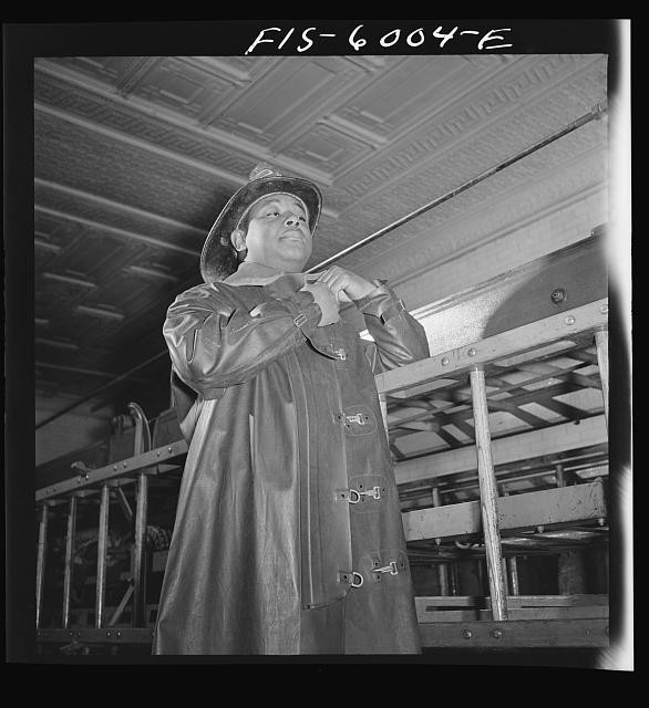 Photo:New York NY 1942 Negro fireman in uniform fire station interior