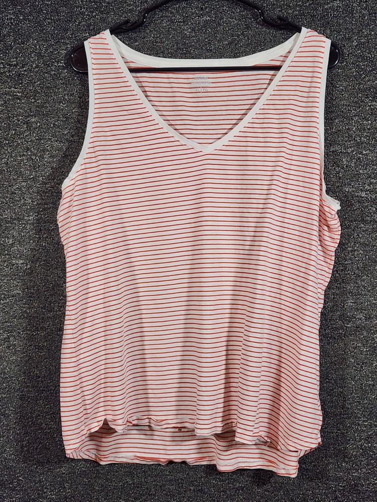 Old Navy Womens Tank Top White And Red Striped Size XL
