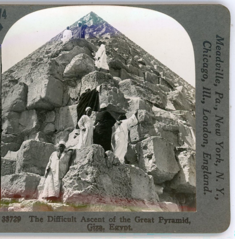 Difficult Ascent Great Pyramid Giza Egypt Keystone Stereoview