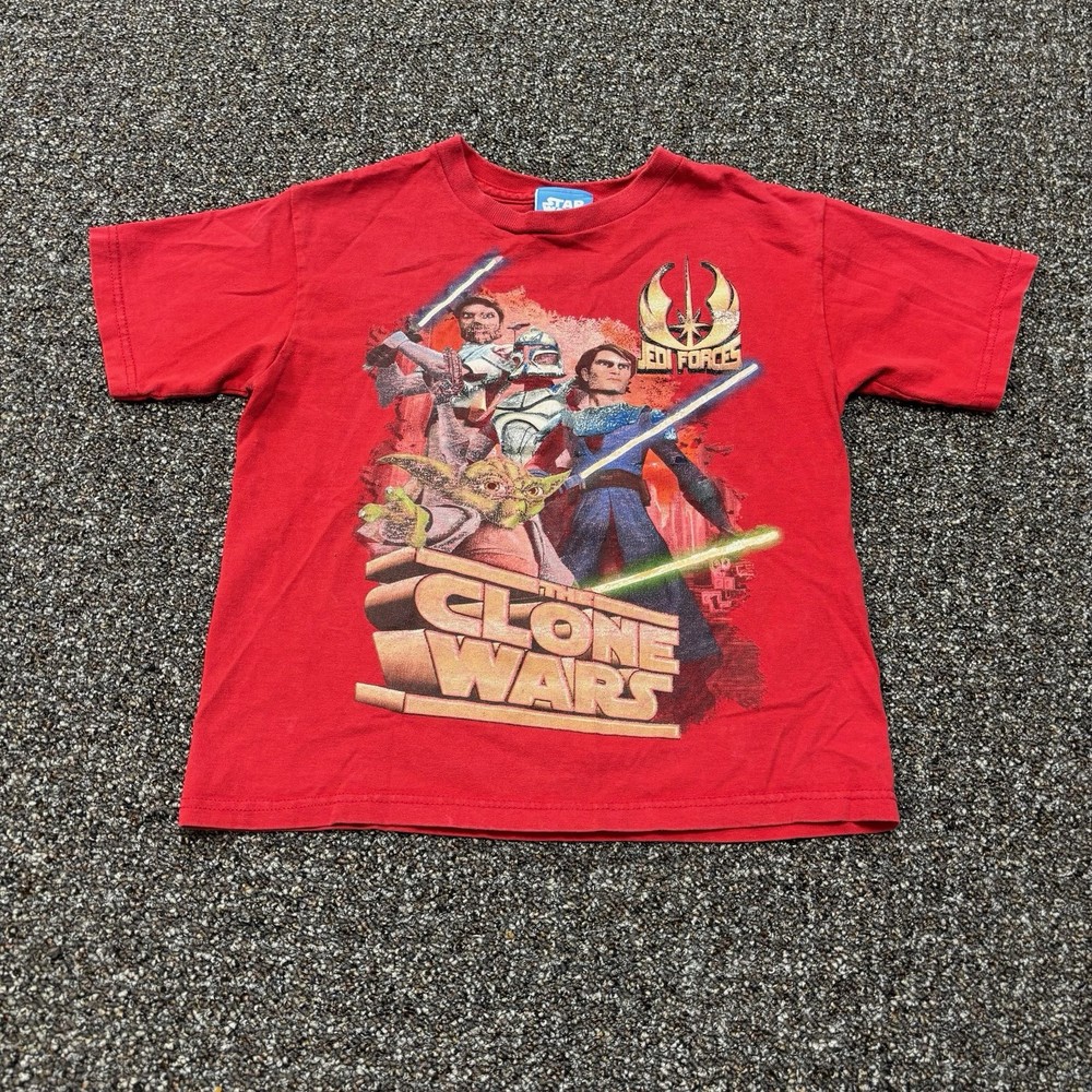 Kids Star Wars The Clone Wars Vintage Shirt Red Graphic Size 7 Rare Tee