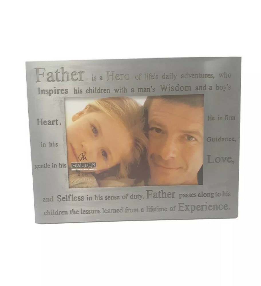 Malden International Designs Silver Metal *Fathers* 4 x 6 Picture Frame *NEW*