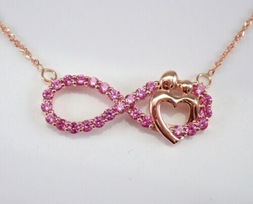 1.60Ct Round Lab Created Sapphire Infinity Heart Pendant 14K Yellow Gold Plated