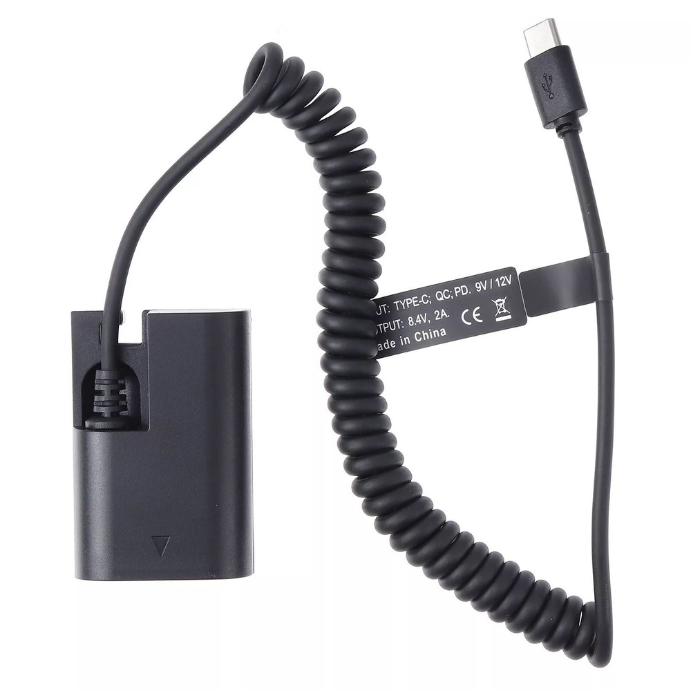 DR-E6 DC Coupler USB-C to LP-E6 Dummy Battery Power Adapter for Canon 80D Type C