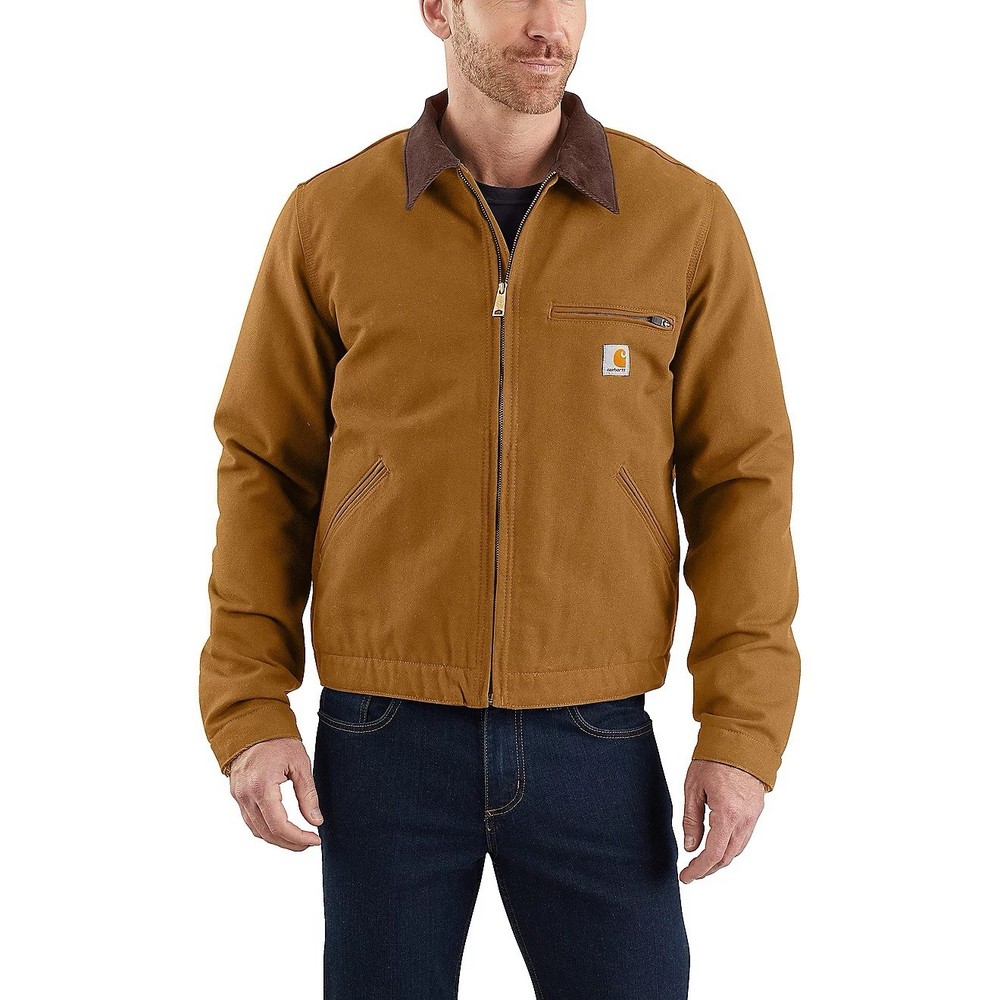 Carhartt Jacket Men's Brown Detroit Duck Blanket Lined Corduroy Collar New XL