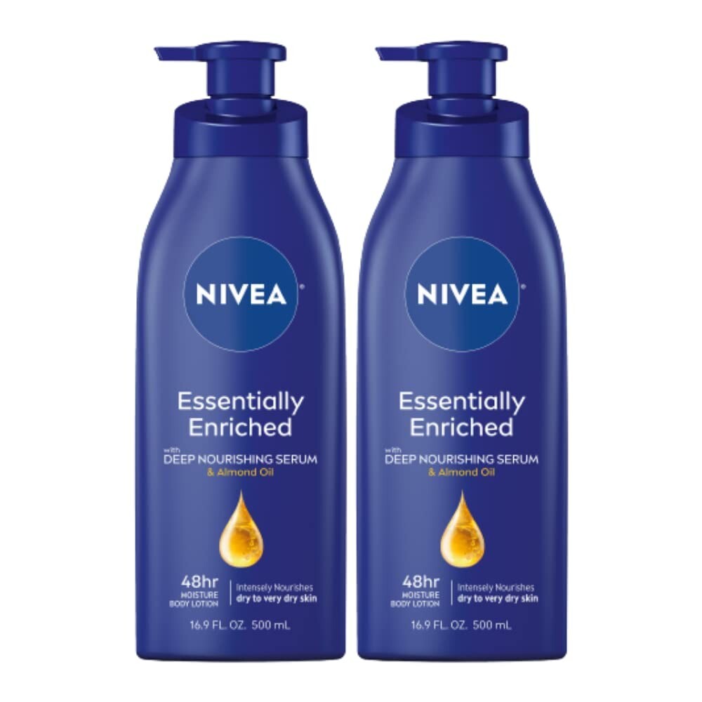 NIVEA Essentially Enriched Body Lotion for Dry Skin Twin Pack 16.9 Fl Oz Pump