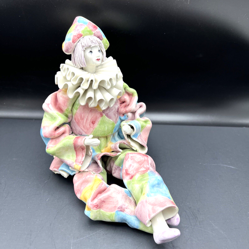 Rare  Porcelain Pierrot Clowns Figurines made in Italy for Gumps San Francisco