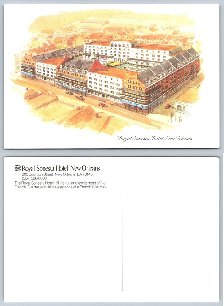 Royal Sonesta Hotel New Orleans LA Postcard French Quarter Illustration