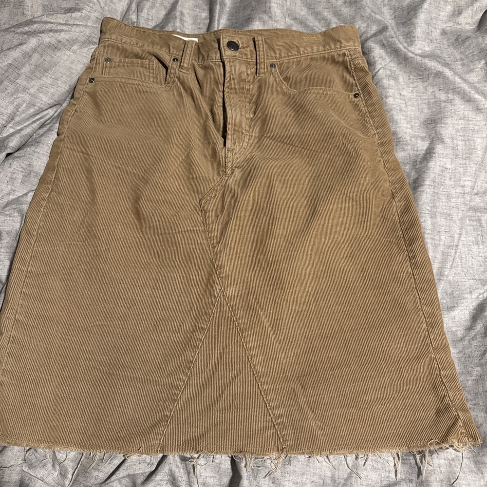 Gap Women's Straight Skirt Jeans, Size 26, Tan Brown Corduroy Cotton