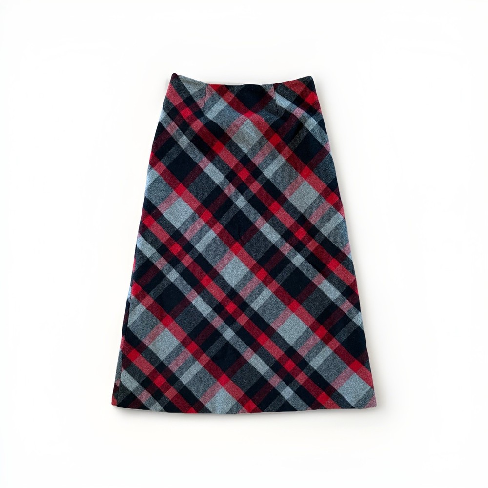 Chadwicks of Boston Skirt Womens Soft Wool Blend Plaid Long A Line