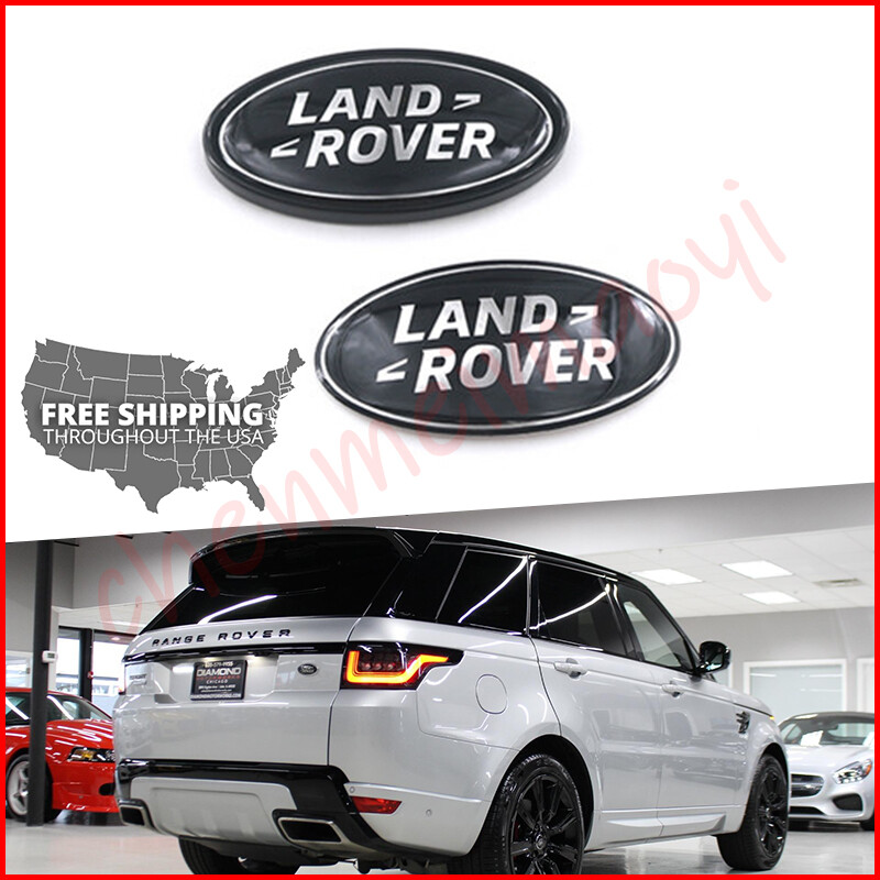 2x LAND ROVER Range Rover Discovery Rear Tailgate+Grille Emblem Black Oval Badge