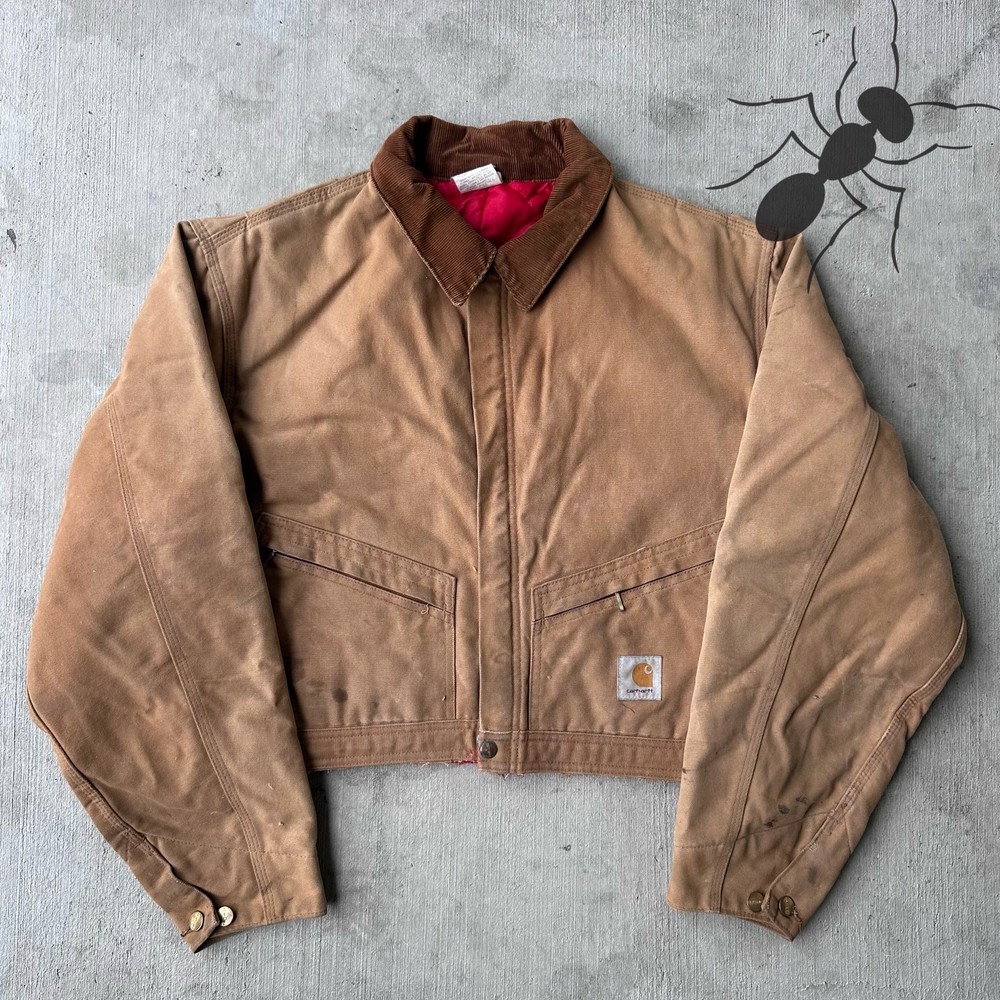 Vintage Y2K Carhartt brown cropped Detroit style work wear jacket