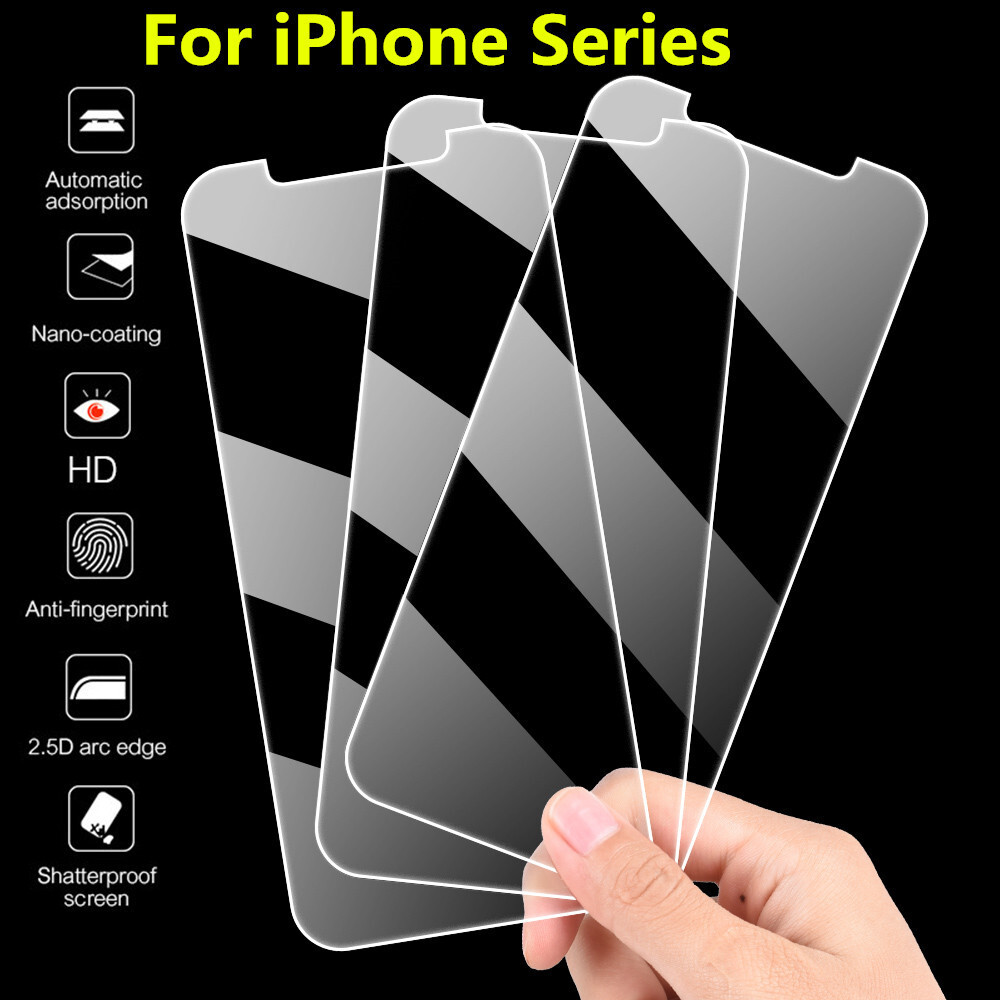 Pantalla de protección de vidrio templado 3X 9H para iPhone 14 13 7 8 SE 12 11 Pro XS XR X