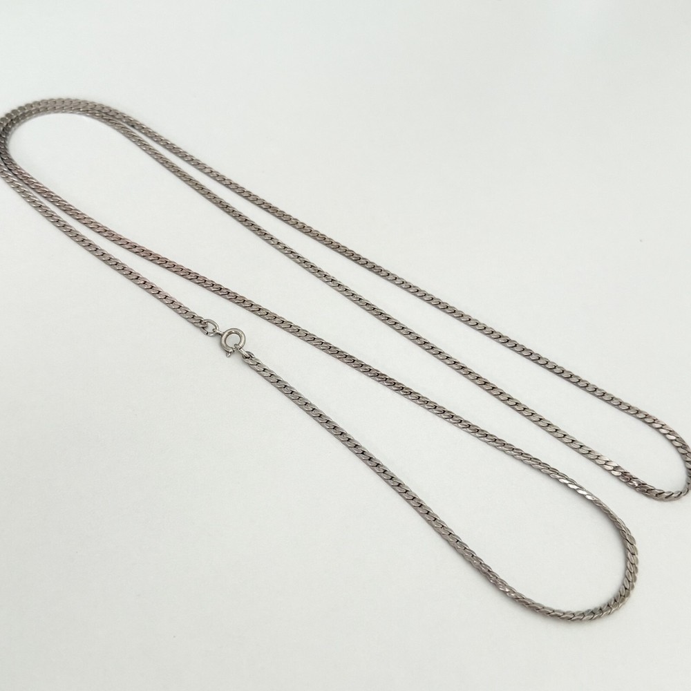925 Sterling Silver Vintage Long Curb Chain Link Necklace 38