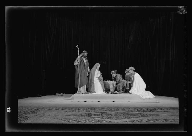 Photo:1930s YMCA Christmas Story Nativity Shepherds Tableau Stage Scene