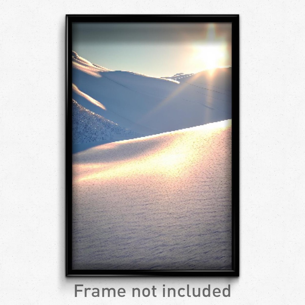 Pixel Art Poster - Silver Snowfields (8 Bit Psychedelic Trippy Video Game Print)