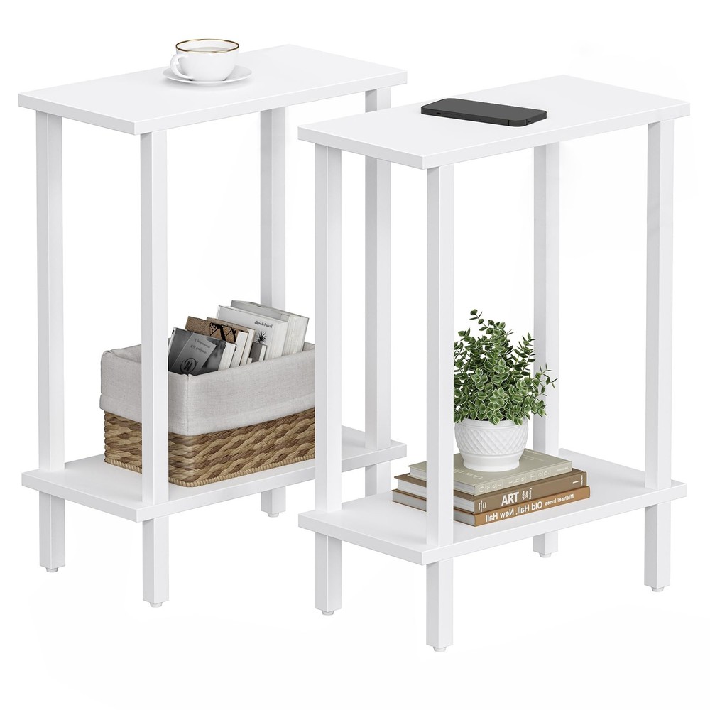 Small Side Table, Narrow End Table, Set of 2, Skinny Sofa Table, Slim Nightst...
