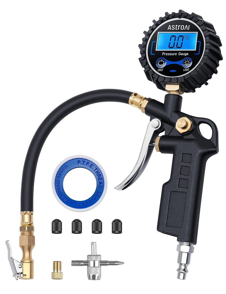250 PSI Digital Tire Pressure Gauge with Inflator and Air Chuck for Compressors  