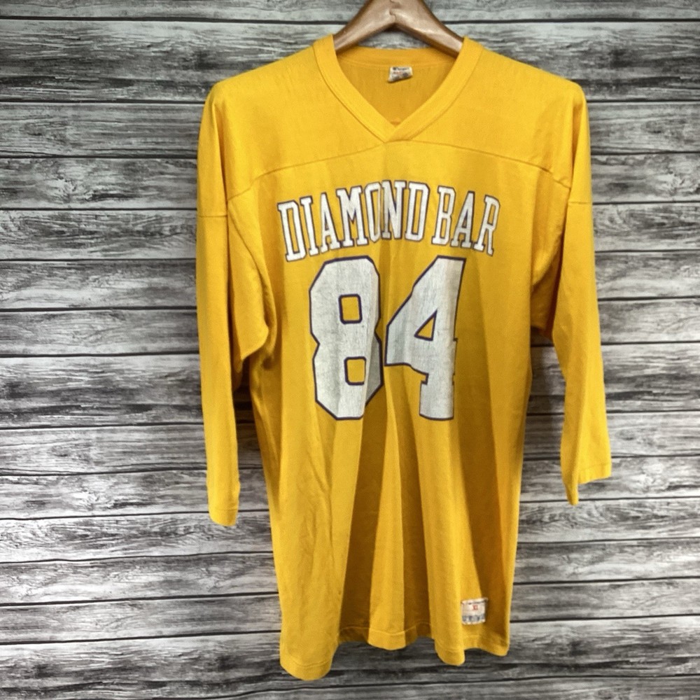 Vintage Diamond Bar Football Jersey Mens XL Yellow Champion High School 70s 80s