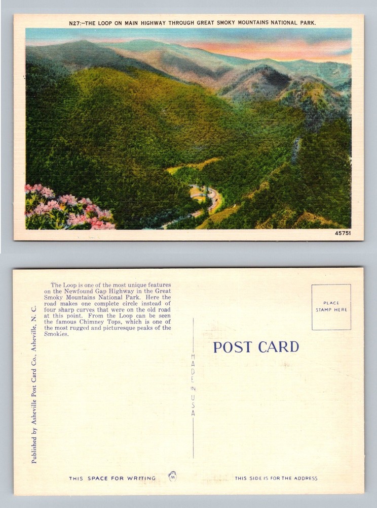 Great Smoky Mountains, TN-Tennessee, Loop Highway Scenic Peaks Vintage Postcard