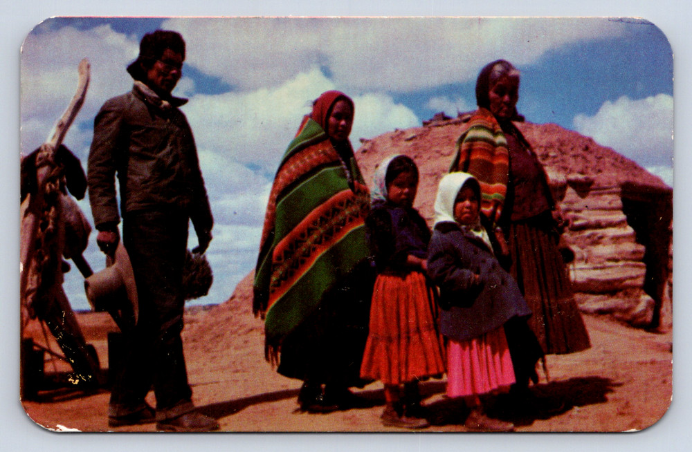Vintage Postcard Navaho Family Arizona New Mexico Painted Desert Indian
