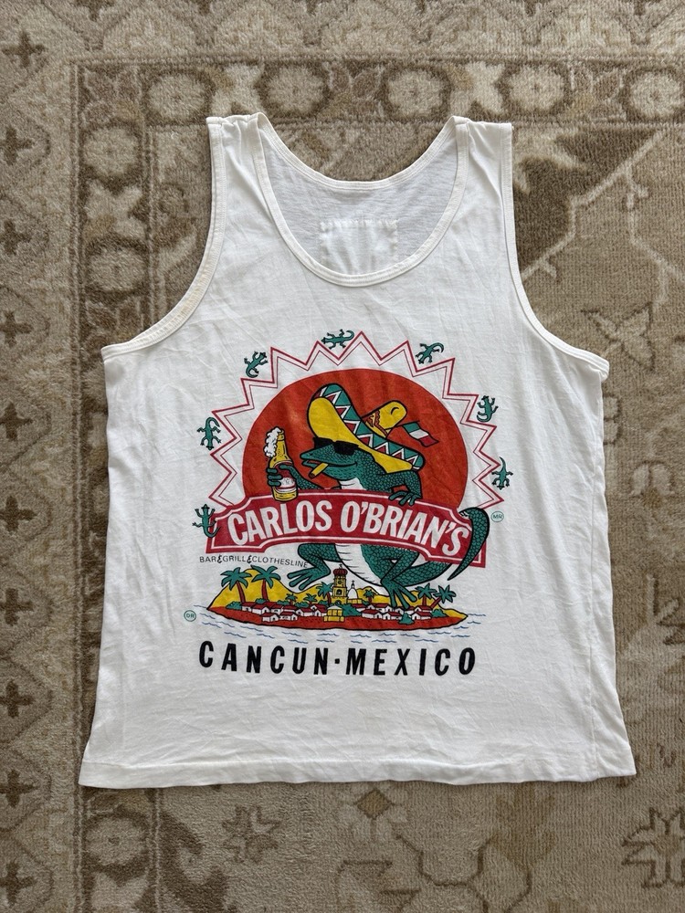 Vintage 90s Carlos O’Brian’s Cancun Mexico Tank Iguana Graphic Spring Break L