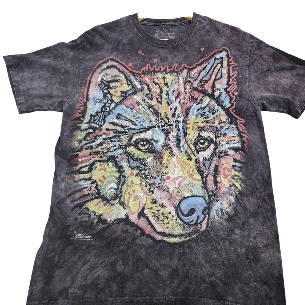 The Mountain Shirt Mens Medium Multicolor Wolf Graphic Tee Tie Dye Nature
