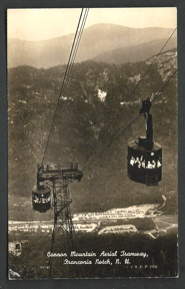 FRANCONIA NOTCH NH Cannon Mountain Aerial Tramway RPPC 1946 Real Photo Postcard