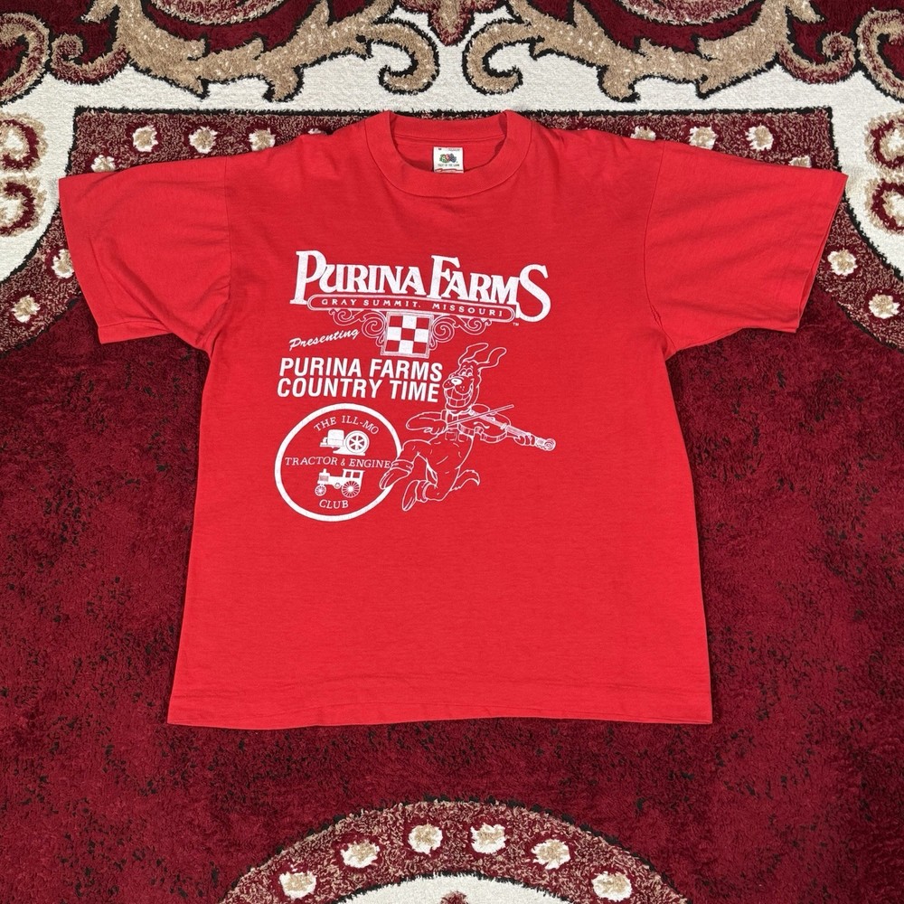 Vintage 90s Purina Farms Missouri Tractor & Engine Club T Shirt Size M USA Made
