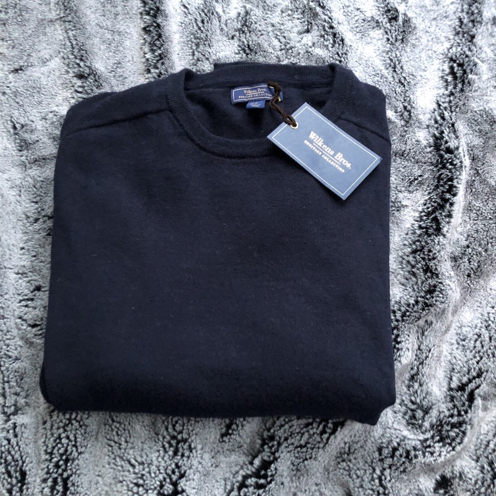 Men’s Wilkens Bros. Heritage Collection Blue Wool Crew Neck Sweater XL. NWT.