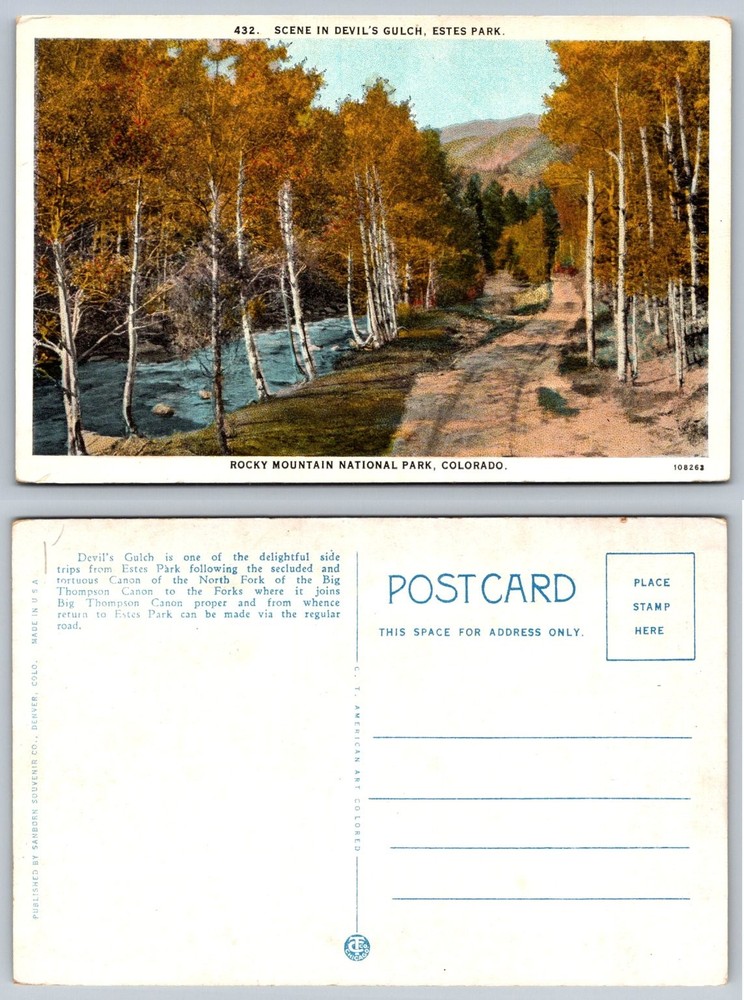 Vintage Devil's Gulch Estes Park CO Postcard Rocky Mountain National Park